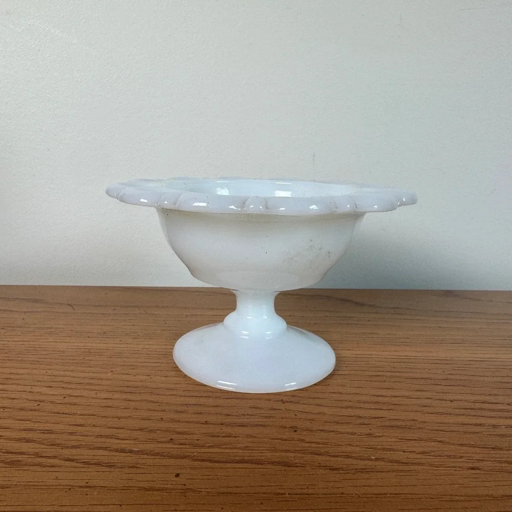 Vintage Westmoreland White Milk Glass Open Lace Edge Pedestal Candy Dish‎ Bowl